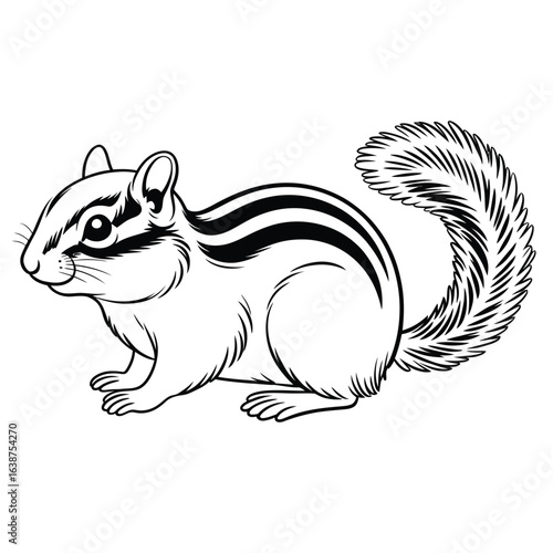 Cute chipmunk illustration with stripes and bushy tail