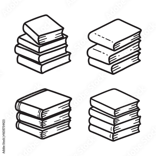 Four Different Stacks of Books Illustration