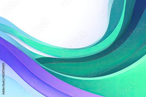 Abstract wavy shapes in vibrant teal, purple, and blue