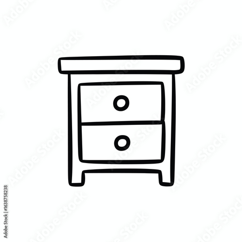 Simple hand drawn sketch of a two drawer nightstand or bedside table