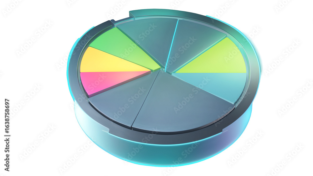 Obraz premium Creative Pie Chart with Segmented Colorful Sections on Modern Background