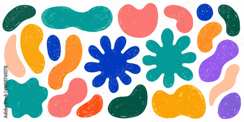 Colorful abstract organic shapes with textured grunge effect