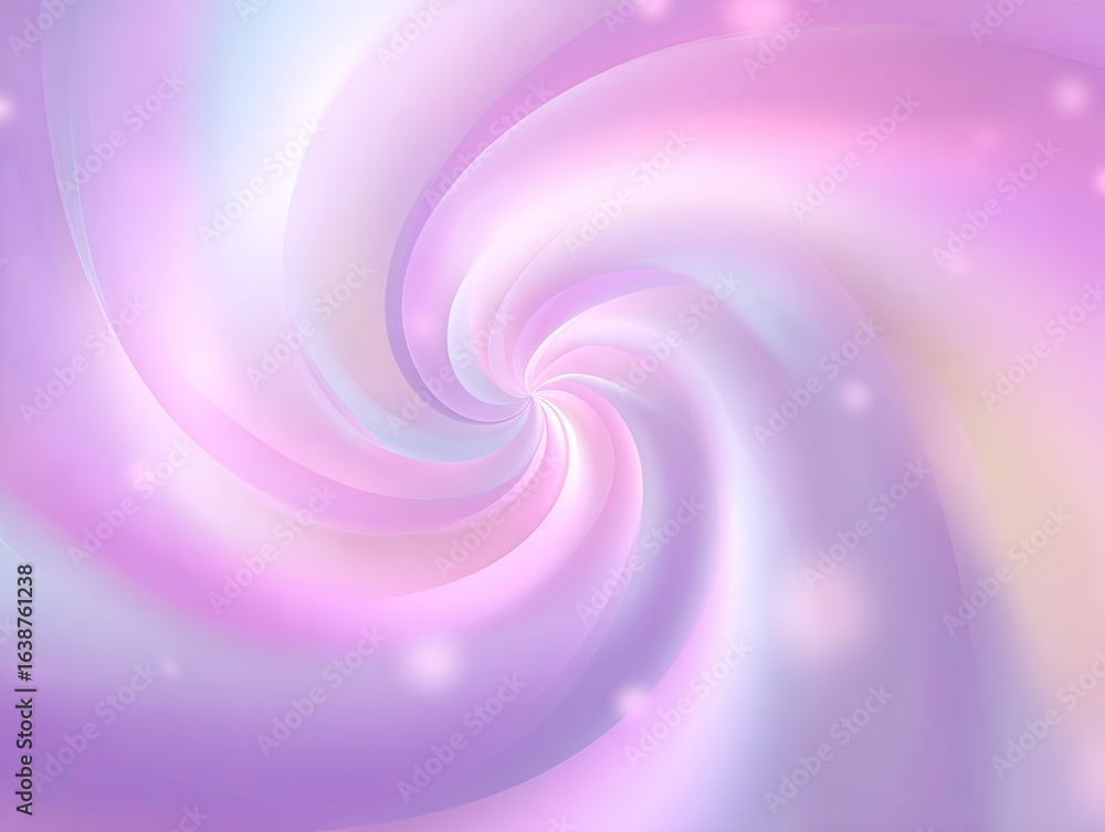 Obraz premium Abstract swirl design in pastel pinks and purples. Soft, flowing lines create a vortex effect, with a gentle glow and subtle sparkles