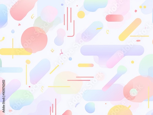 Abstract pastel shapes and lines on a light background