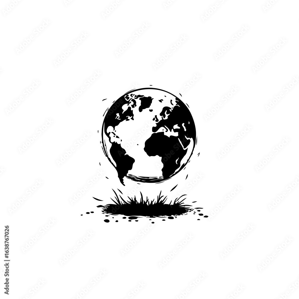 Obraz premium Monochromatic earth artwork symbolizing environmental impact and sustainability