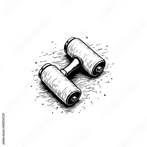 Dumbbell sketch illustration, fitness equipment vector art for strength training design