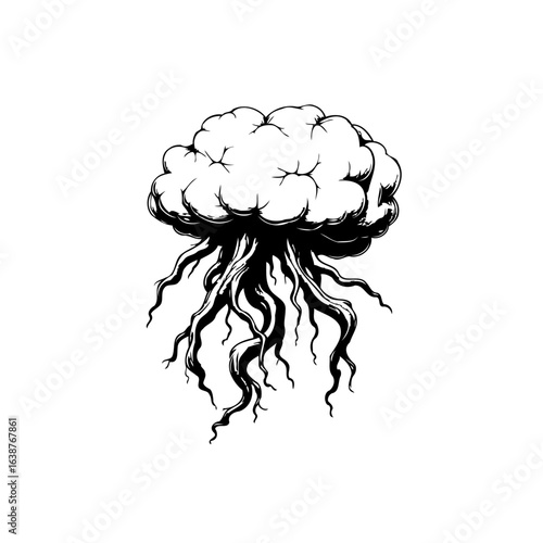 Surreal Brain-Tree Hybrid: A Symbol of Intellect and Connection to Nature Concept