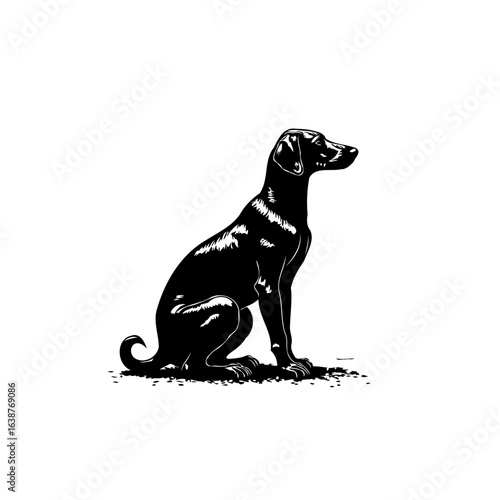Elegant black labrador retriever portrait with expressive eyes in digital art style