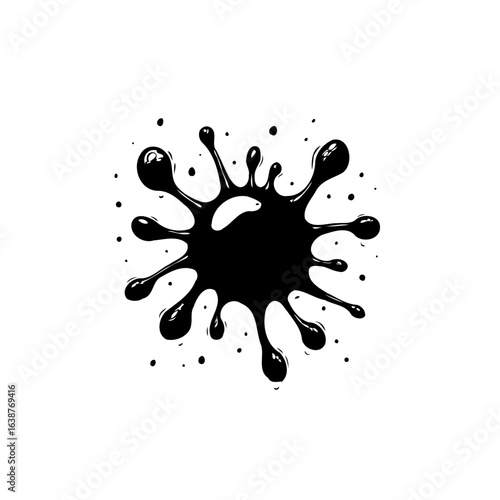 Abstract black ink blot illustration isolated on white background design element