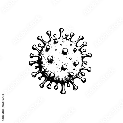 Hand drawn vector illustration of coronavirus, representing medical and science