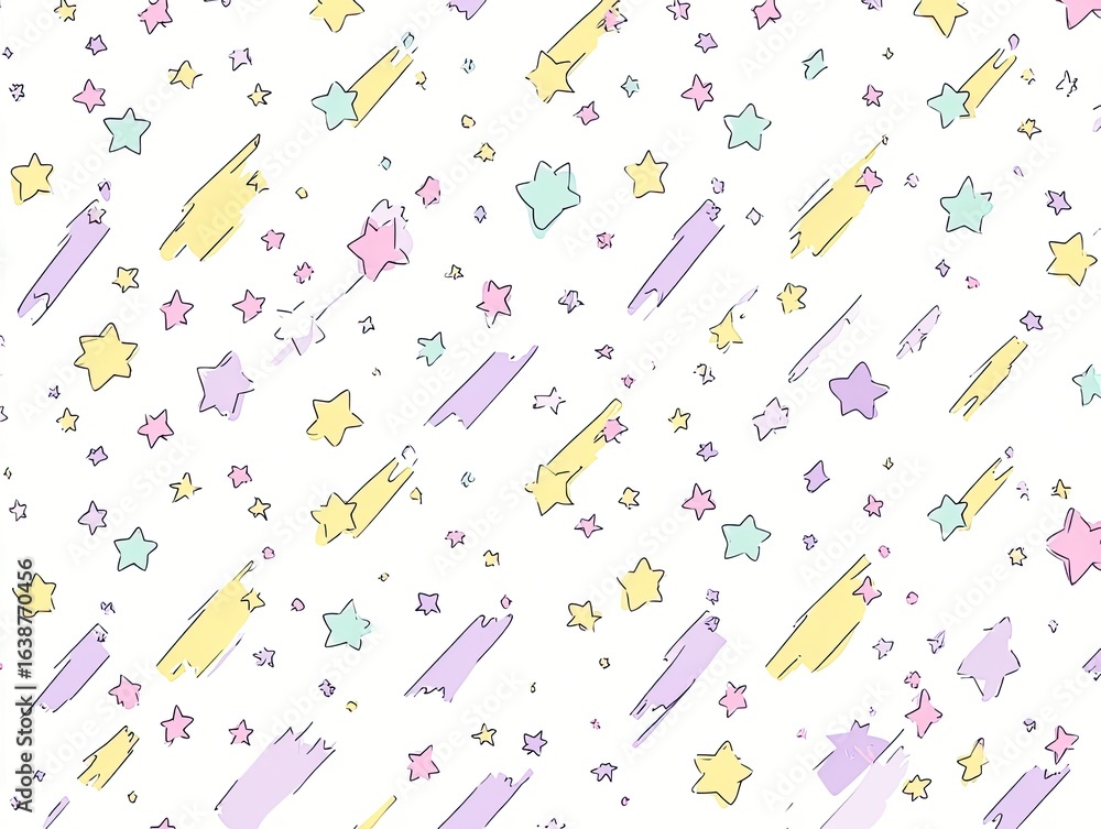 Pastel stars and streaks pattern on white Pastel stars and streaks pattern on white