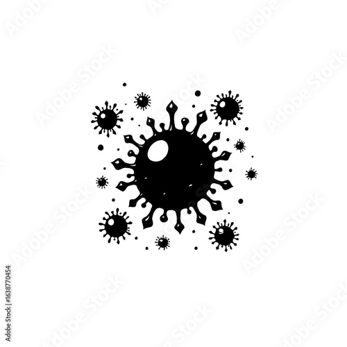 Stylized depiction of coronaviruses, an evocative illustration for health and safety awareness