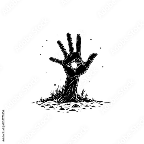 Mystical hand illustration with cosmic eye for spiritual and creative design