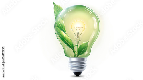 Green Energy Light Bulb with Plant Inside - Sustainable Innovation