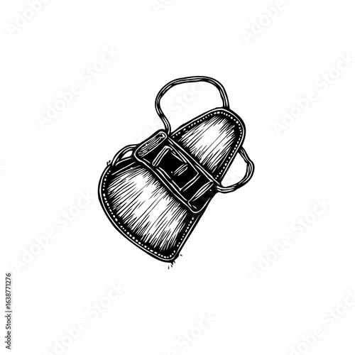 Detailed black and white illustration of a protective mask for respiratory health