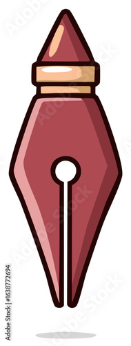 Vintage pen nib with cartoon style drawing and ink point