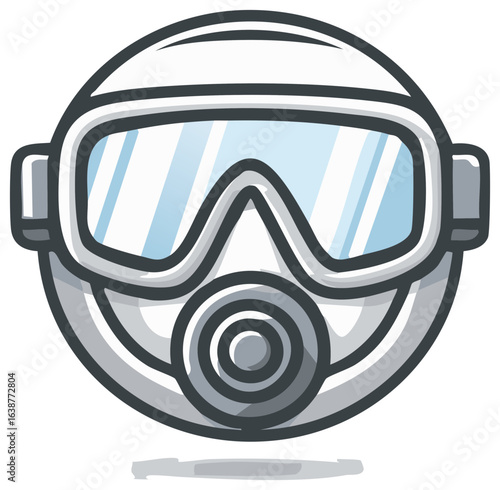 Cartoon style protective mask with goggles and respirator element