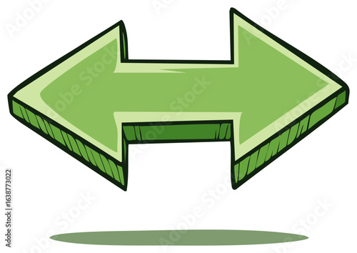 Two Way Green Arrow Pointing Left and Right, Directional Choice Graphic Element