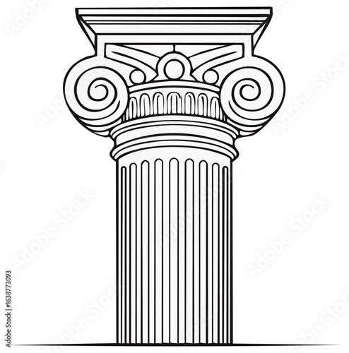 Line art illustration of a classical Greek or Roman Ionic column
