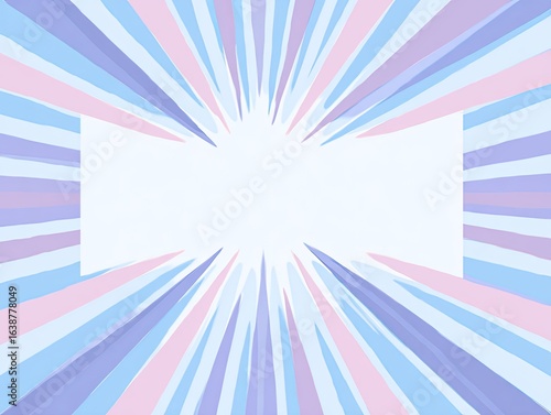 Pastel radiating lines frame a blank center