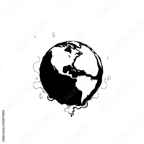 Global Warming Concept: Meltdown of Earth Caused by Climate Change Illustration