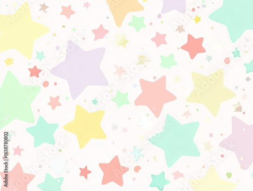 Pastel stars and dots on white background
