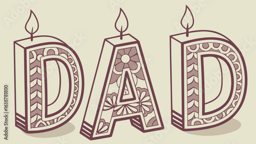 Happy fathers day dad candles design graphic vector illustration for greeting card and banner celebration