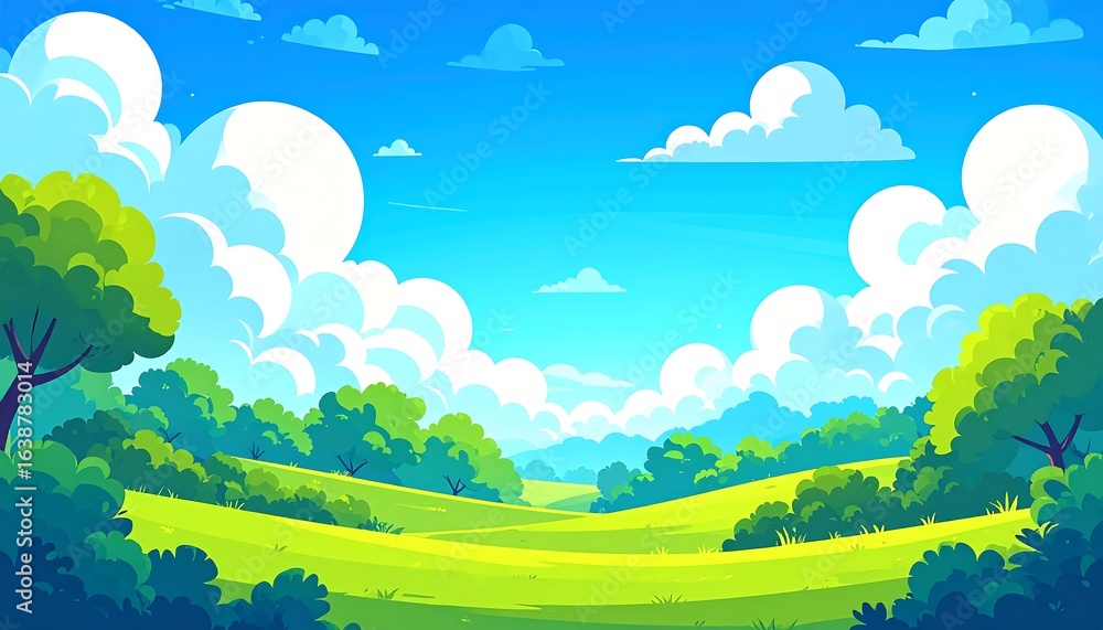 Fototapeta premium A vibrant illustration of a summer landscape.