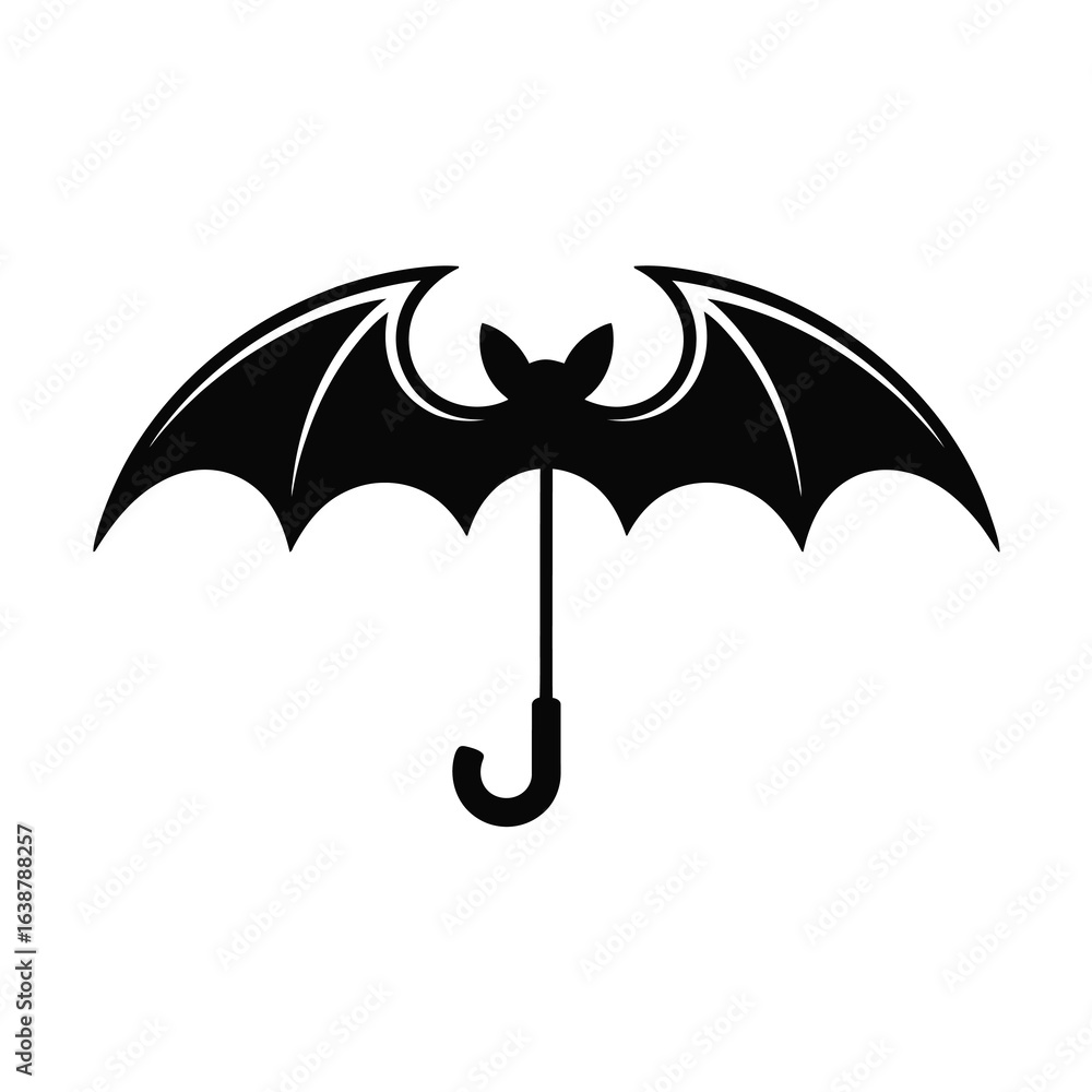 Bat umbrella silhouette isolated on white background Bat umbrella silhouette isolated on white background