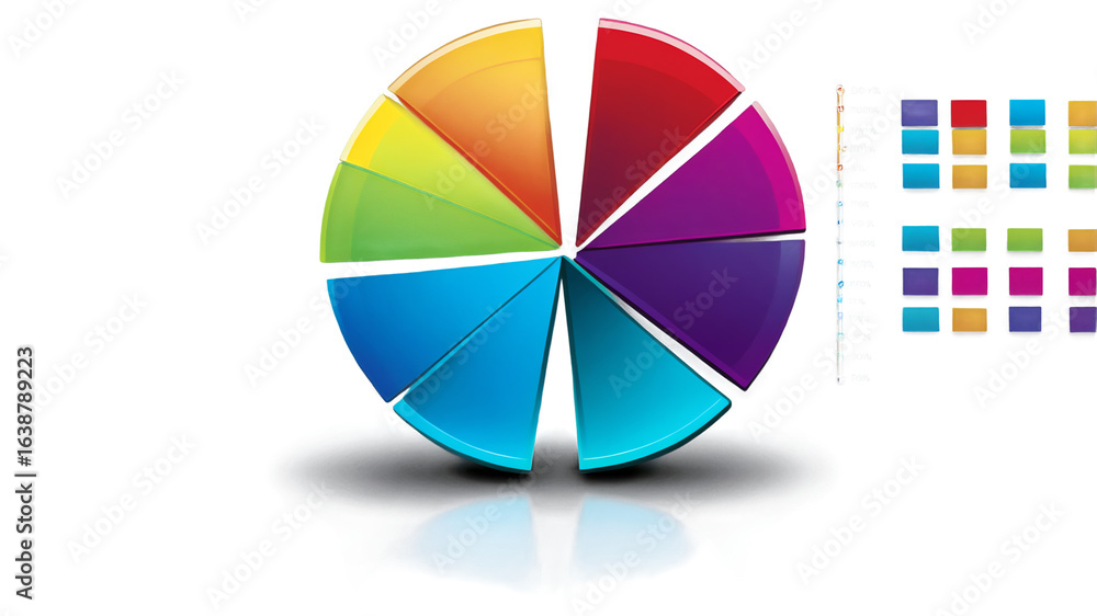 Obraz premium Colorful Pie Chart Graphic Illustrating Business Data Analysis and Statistics