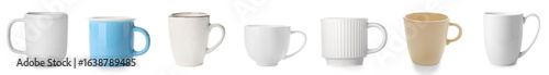 Set of different cups on wh...