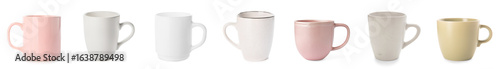 Set of different cups on wh...