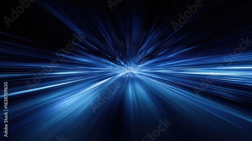 Experience the exhilarating rush of hyperspeed travel, a dazzling blue light trail accelerating into the infinite unknown, perfect for tech and future concepts.