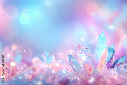 Soft pastel crystals, glowing light