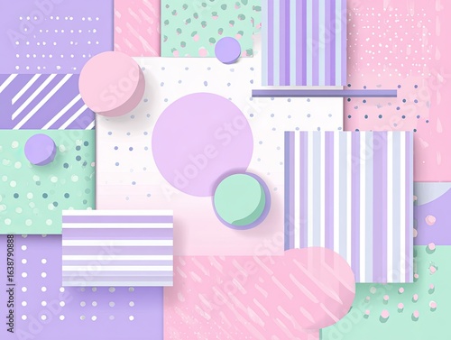 Abstract geometric shapes in pastel colors (1)
