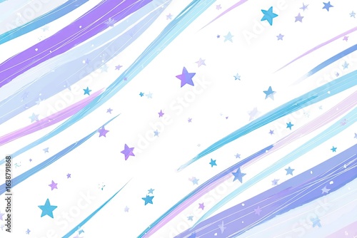 Pastel streaks and stars on white background