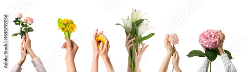 Set of hands holding fresh ...
