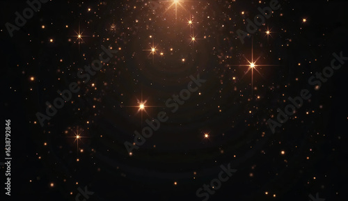 Stars sparkling against a black background. Graphics. Background material. Night sky.