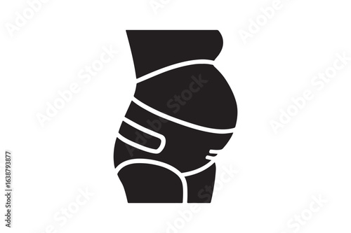 Pregnancy belly support belt silhouette vector art illustration on white background