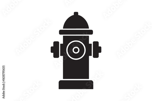 Water hydrant fire safety silhouette vector art illustration on white background