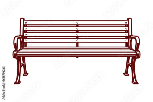 Detailed Maroon Bench Illustration Classic Design Vector Illustration