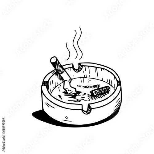 ashtray with smoking cigarette illustration