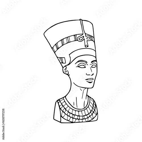 ancient Egypt queen Nefertiti bust vector
