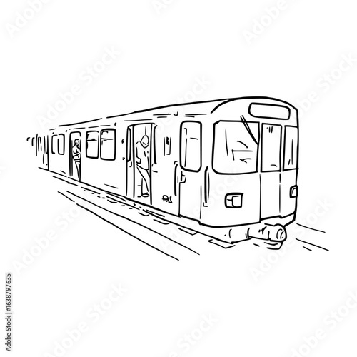 modern subway train sketch