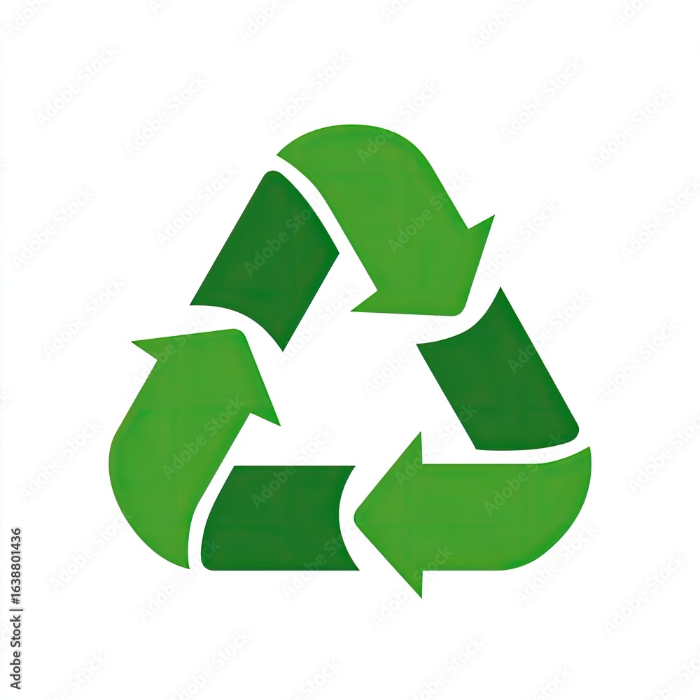 Fototapeta premium Green recycling symbol, three interconnected arrows forming a triangle