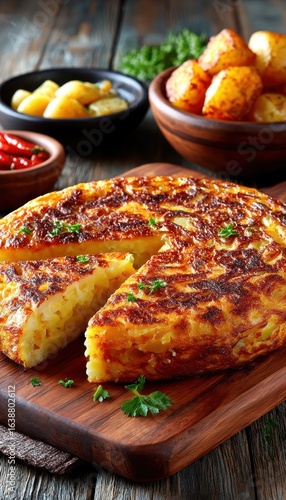 Slices of baked potato tortilla