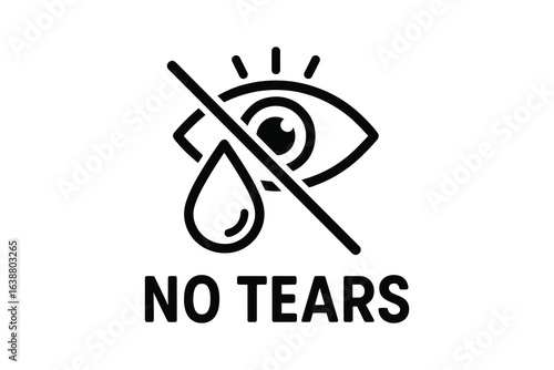No Tears Eye Symbol with Cross Line Vector Illustration
