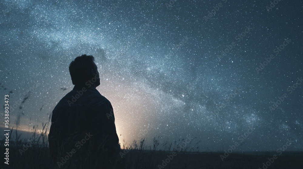 Obraz premium Person contemplating the night sky.