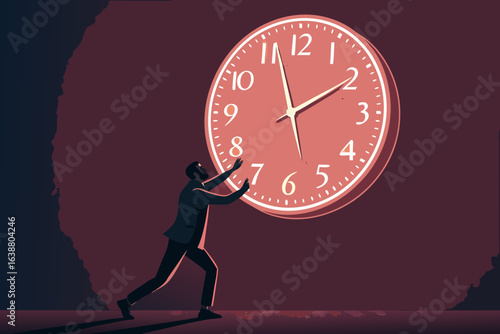 Enchanting Businessman Holding Giant Clock with Glowing Numbe High-End Commercial Asset Rich Luxurious Quality Suitable for Corporate Communications Commercial Ready Professional Content Creative Asse