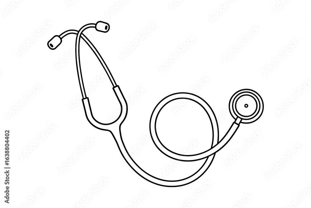Obraz premium Outline Stethoscope Medical Equipment Health Care Tool Vector Illustration